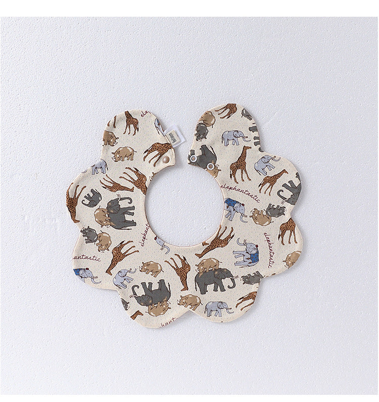 Adorable Simple Pattern Cotton Snap-on Flowers Shaped Bib-7