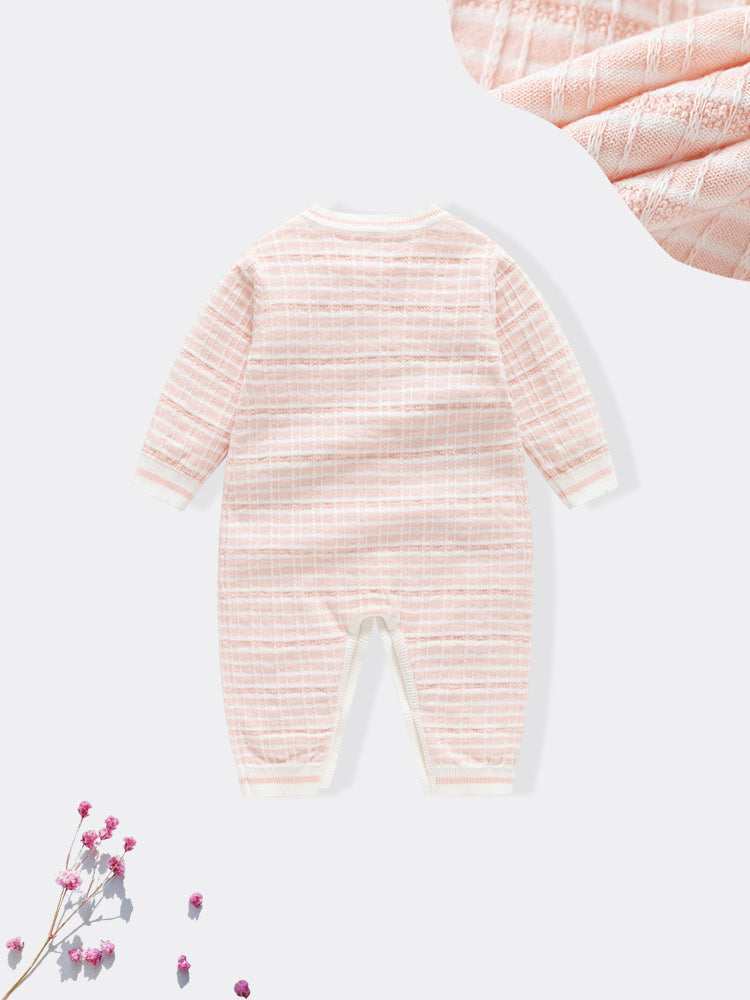 Autumn and Winter Arrival Baby Girls Knitted Strawberry Pattern Rompers-2